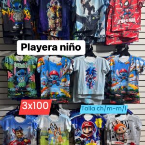 Playera niño 3x100