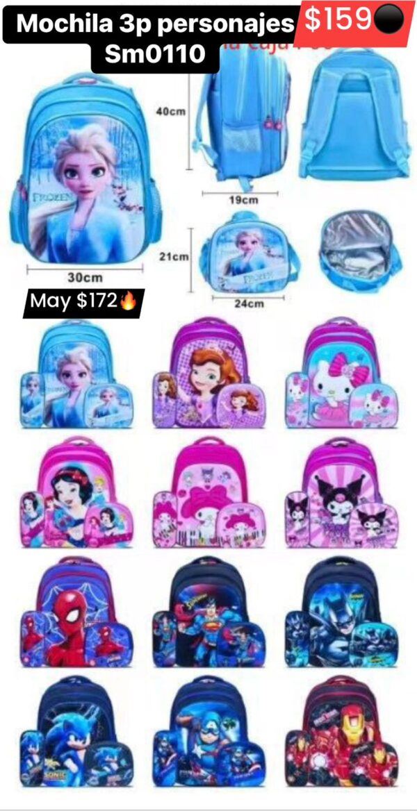 Mochila 3p personajes sm0110