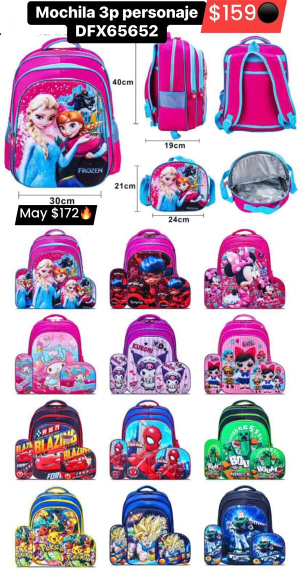 Mochila 3p personajes dfx65652