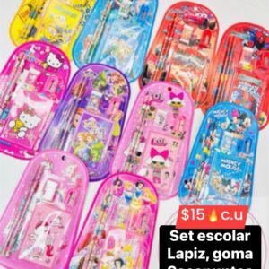 Set escolar lápiz goma