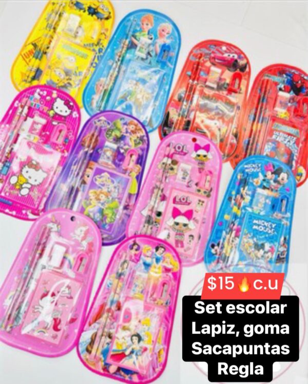 Set escolar lápiz goma