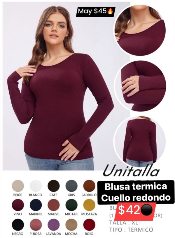 Blusa termica cuello redondo