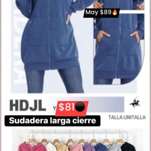 Sudadera larga cierre