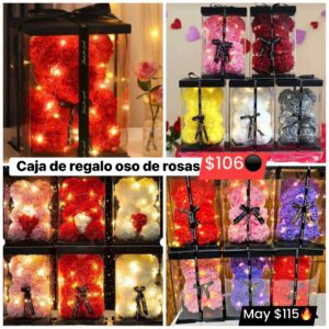 Caja de regalo oso de rosas