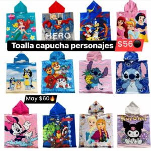 Toalla capucha personajes